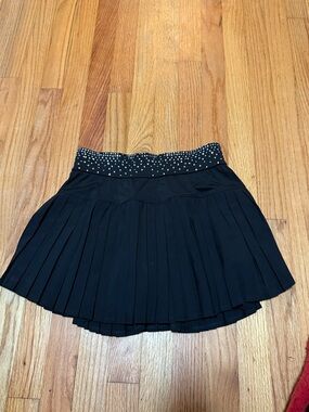 Cheer/Dance Black Pleated Skirt with Embellished Waistband